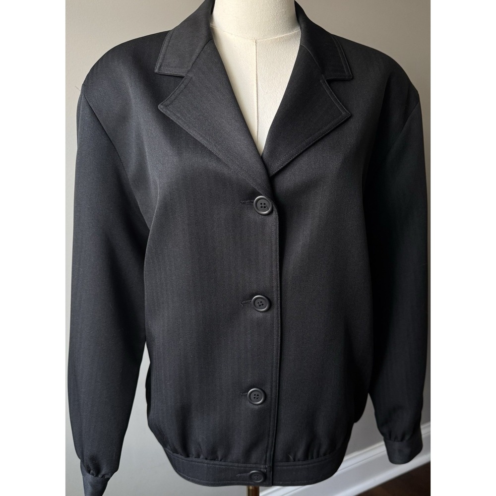 Vintage Black Pinstripe Pants Suit Set Women Classic Office 2pc 12 14 Da Rue